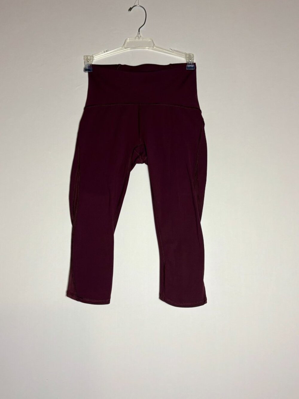 Lululemon Train Time Crop 17" Bordeaux Drama Leggings Mesh Size 4